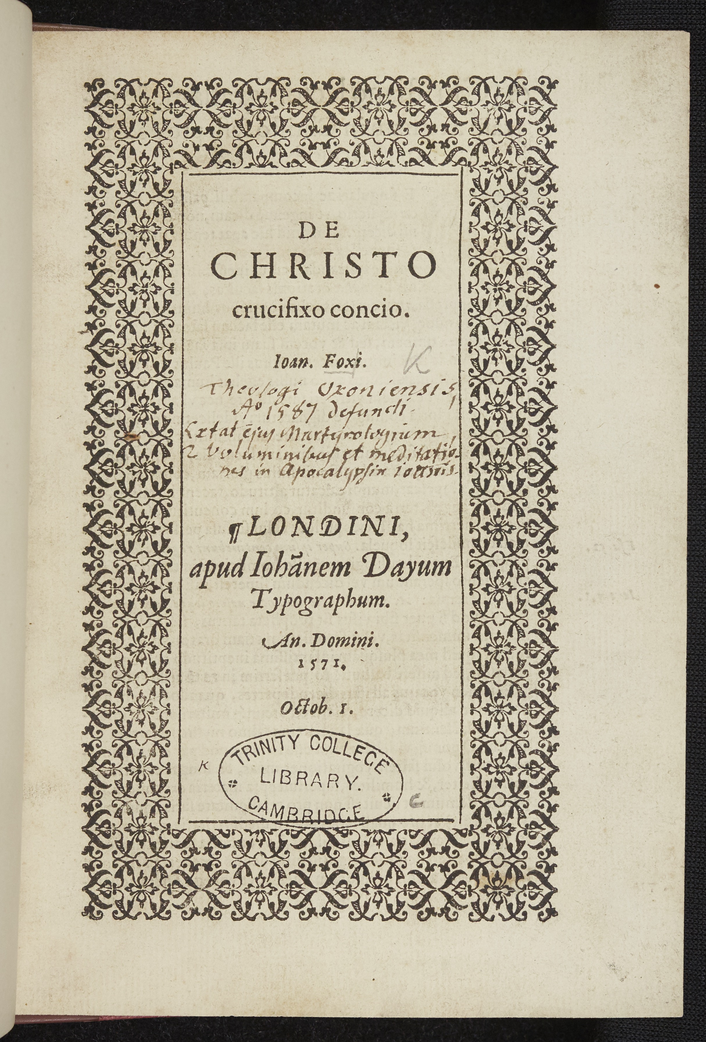 Foxe, Christ Crucified, Title Page